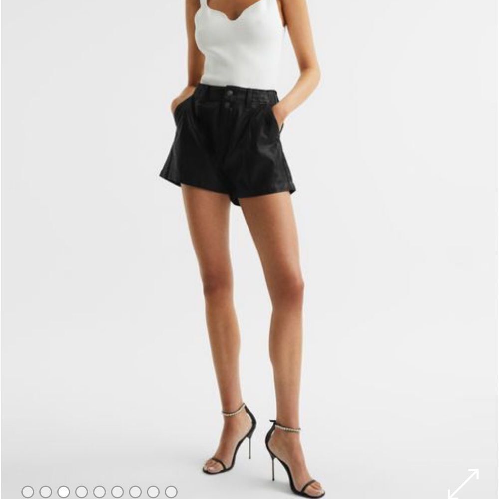 PAIGE Mayslie Pleated Shorts High Rise Black Midnight Oil Coating 32 Denim NWT